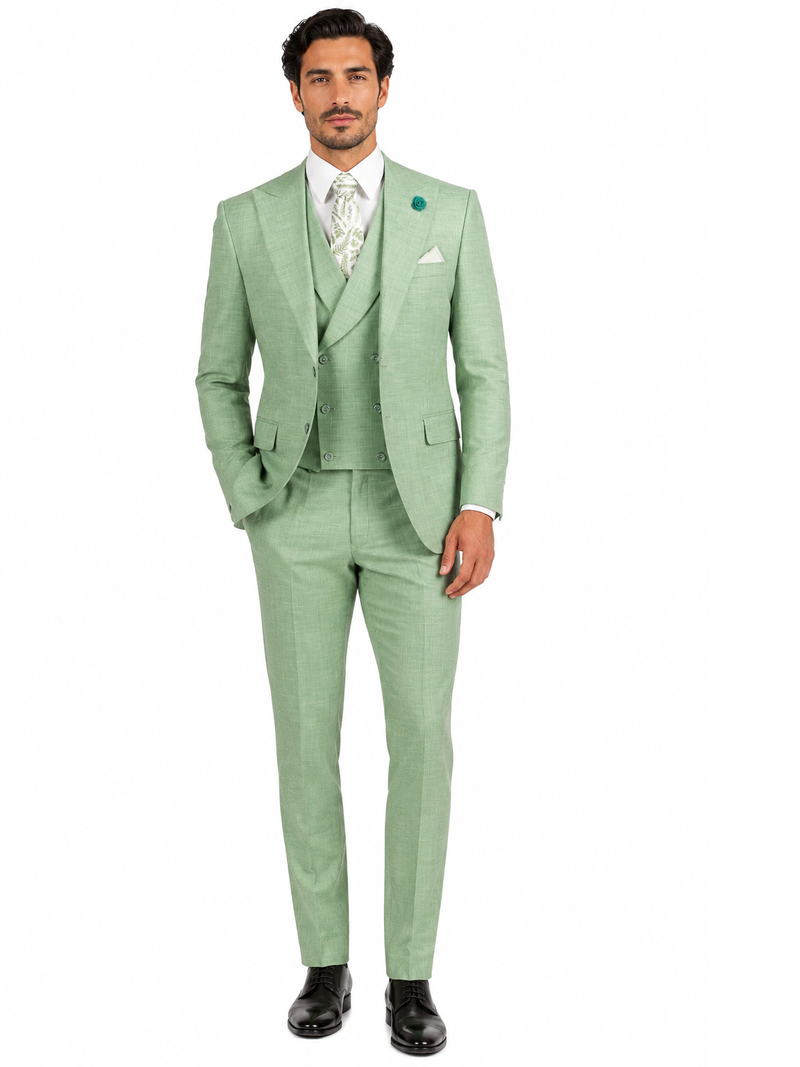 Mens Easter Suit - Jacket and Pants in Summer Color Light Green Modern Fit Light Weight