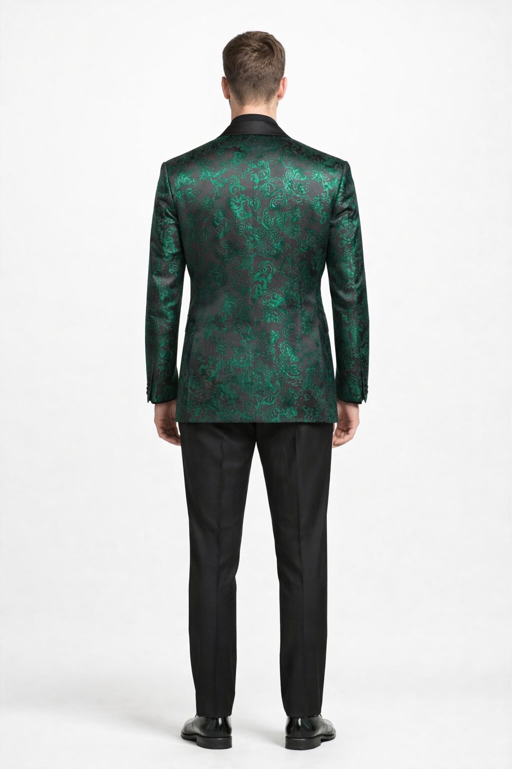 Emerald Green Paisley Tuxedo Suit - Prom Floral Tuxedo Suit - Groom Wedding Suit