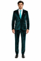 Mens Emerald Green Teal Blue Velvet Suit – Luxury Two Piece Formal Evening Suit