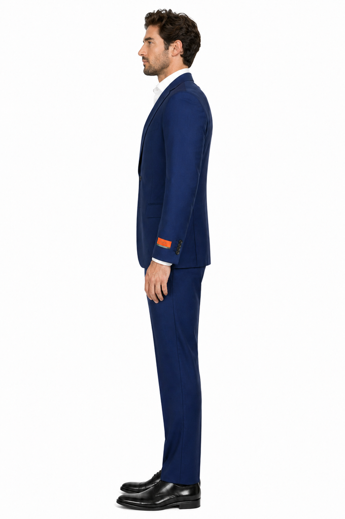 Mens Enzo Tovare Denim Blue Linen Summer Suit – Breathable Two Piece Suit for Wedding, Business, Travel