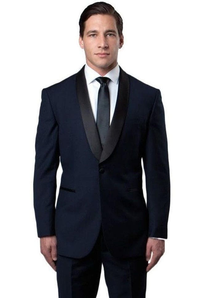 Men’s Blue Wedding Suit – Fashion Slim Fit Navy Blue Shawl Collar, Tazio MT146S-04