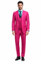 Men's Fuchsia Hot Pink Color 2 Buttons Suit Vested Slim Fit Suit