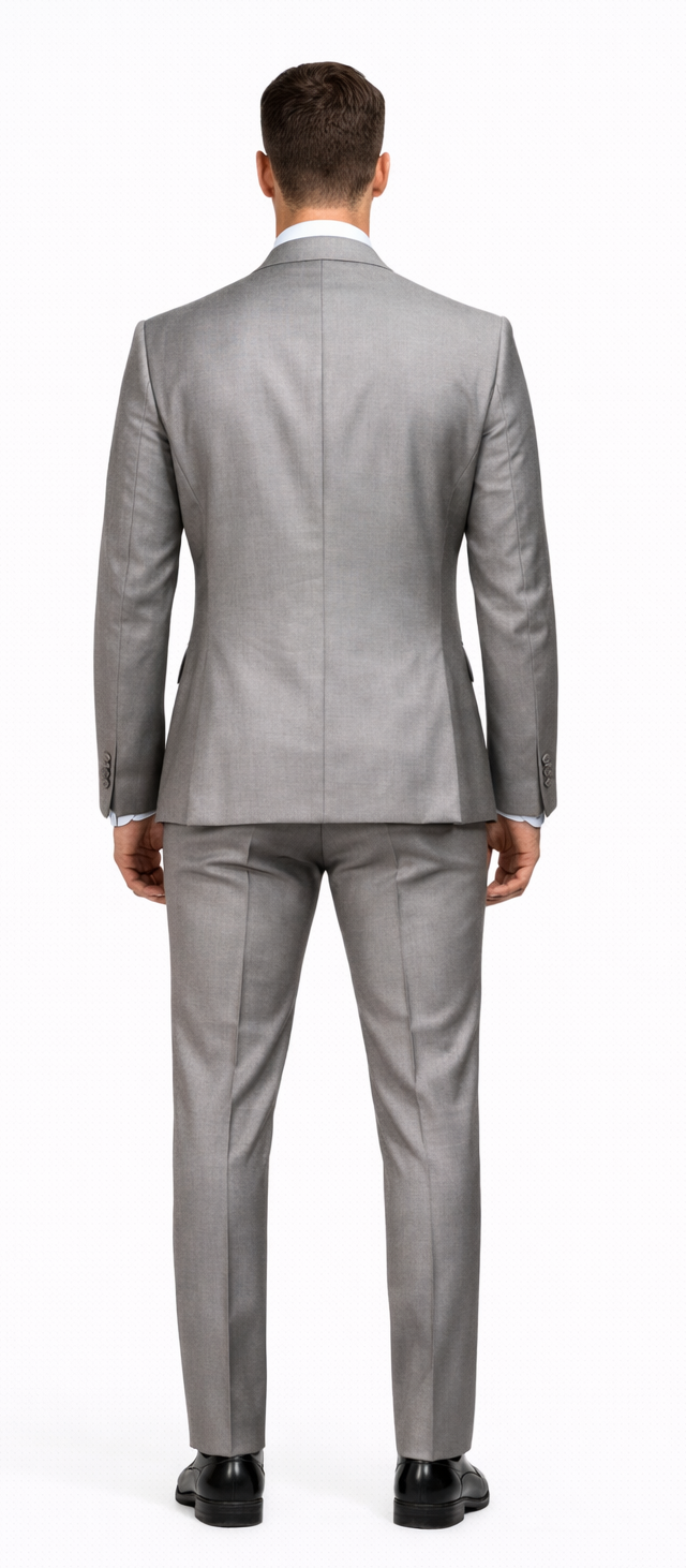 Men's Gray Slim Fit 3-Piece Suit by Rossiman â€“ With Vest & Tailored Trousers