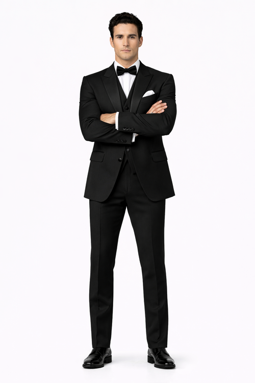 Mens Great Gatsby | Leonardo Dicaprio Vested Tuxedo in Black