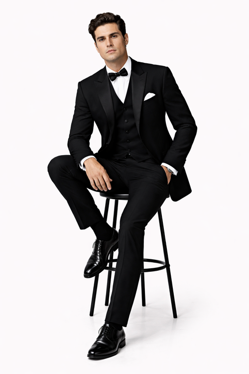 Mens Great Gatsby | Leonardo Dicaprio Vested Tuxedo in Black