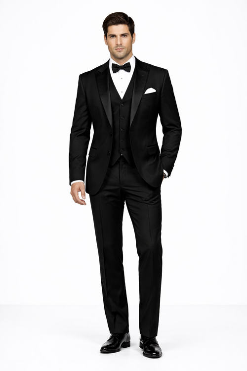 Mens Great Gatsby | Leonardo Dicaprio Vested Tuxedo in Black