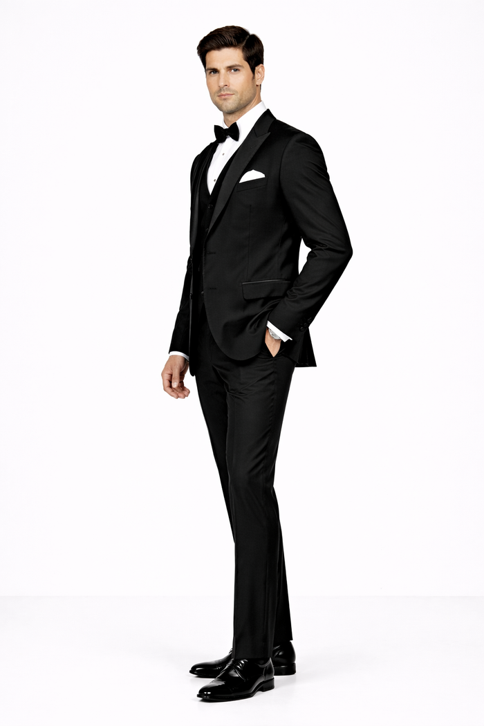 Mens Great Gatsby | Leonardo Dicaprio Vested Tuxedo in Black