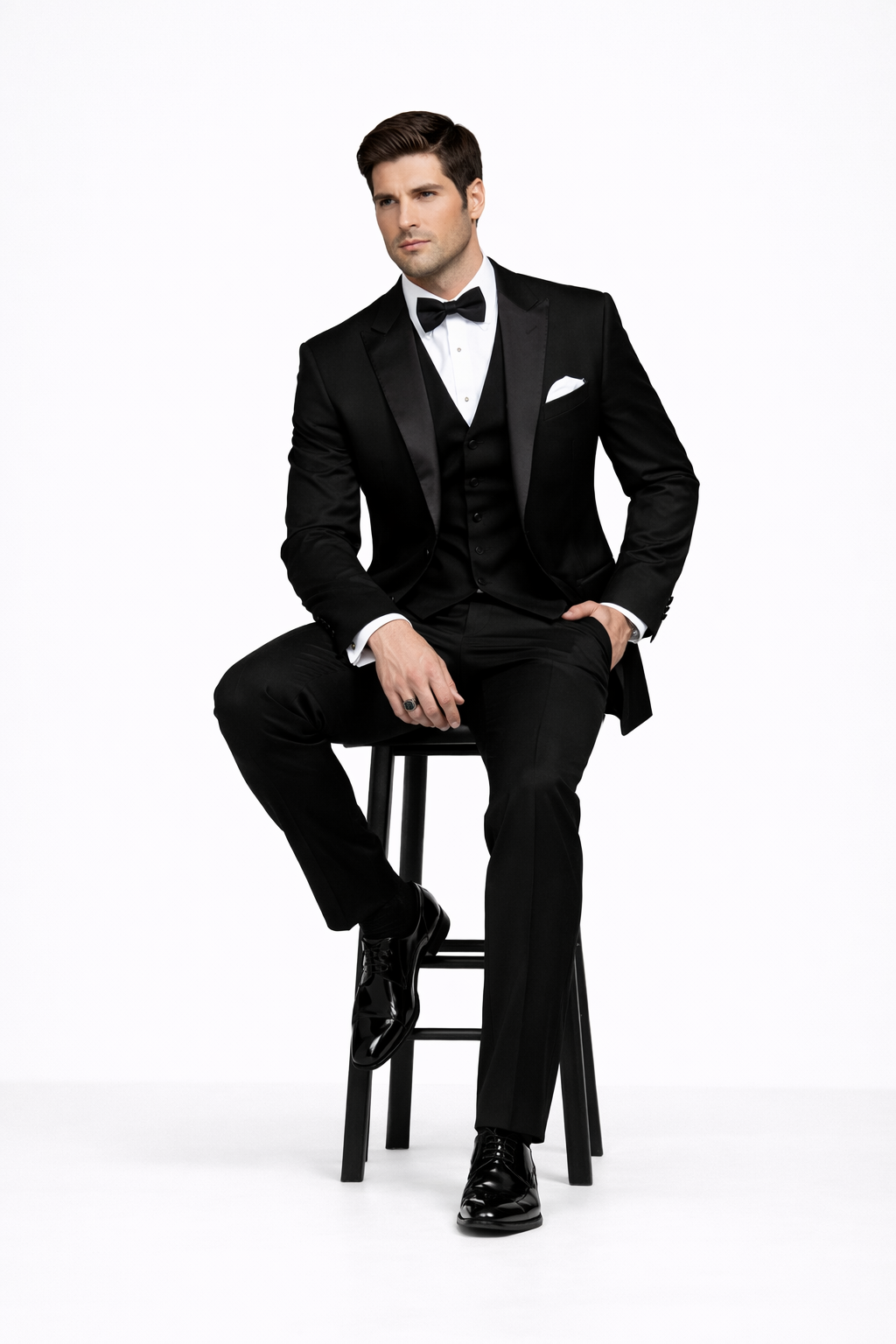 Mens Great Gatsby | Leonardo Dicaprio Vested Tuxedo in Black