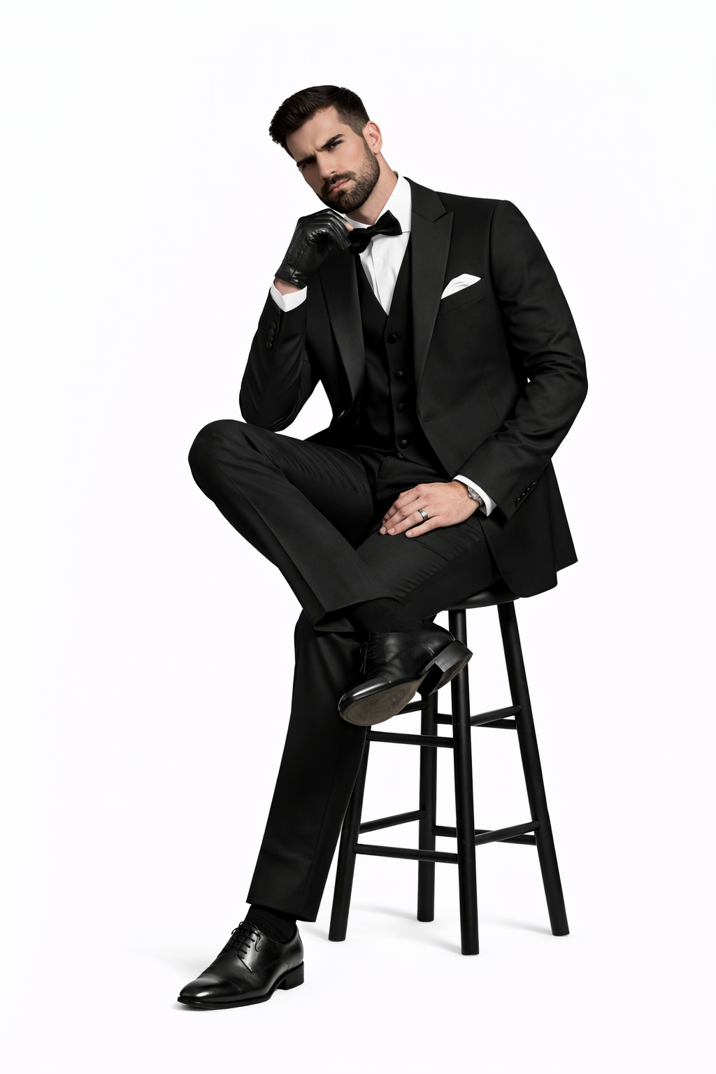 Mens Great Gatsby | Leonardo Dicaprio Vested Tuxedo in Black