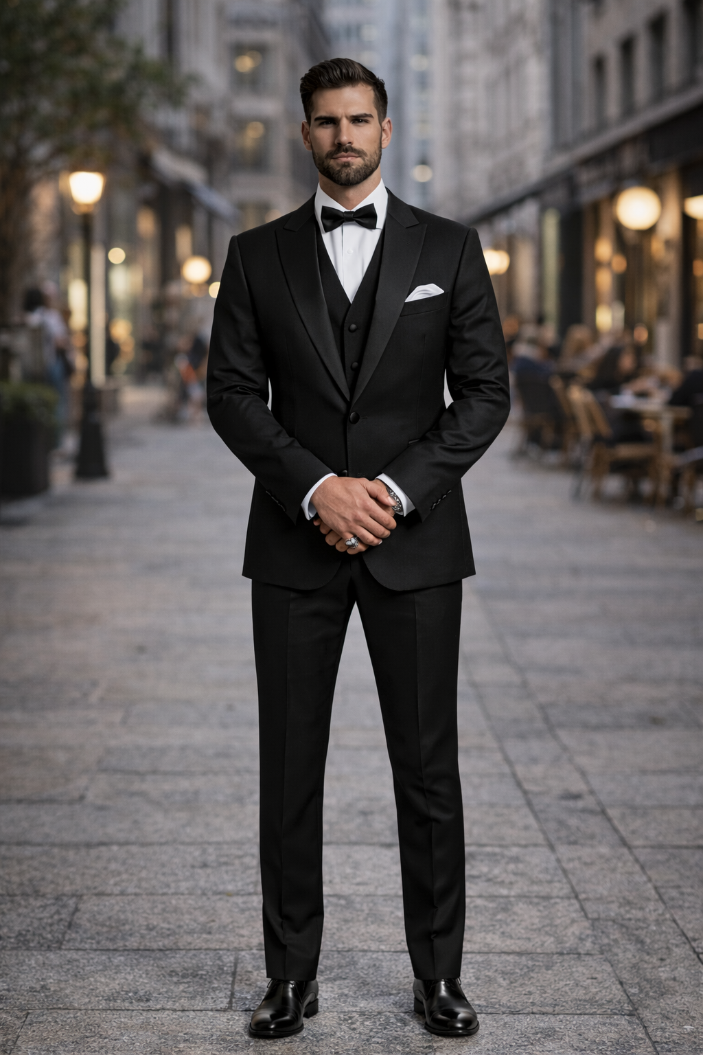 Mens Great Gatsby | Leonardo Dicaprio Vested Tuxedo in Black