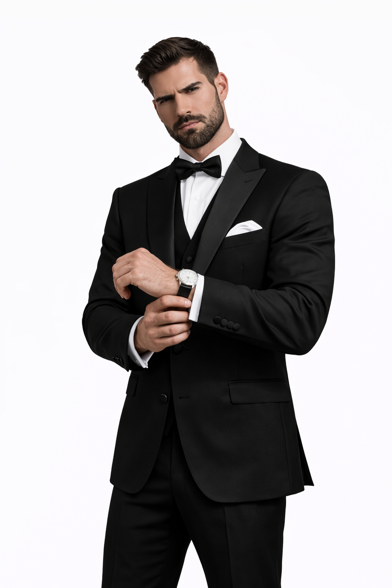Mens Great Gatsby | Leonardo Dicaprio Vested Tuxedo in Black