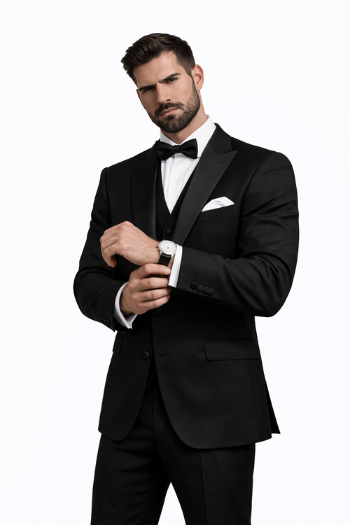 Mens Great Gatsby | Leonardo Dicaprio Vested Tuxedo in Black