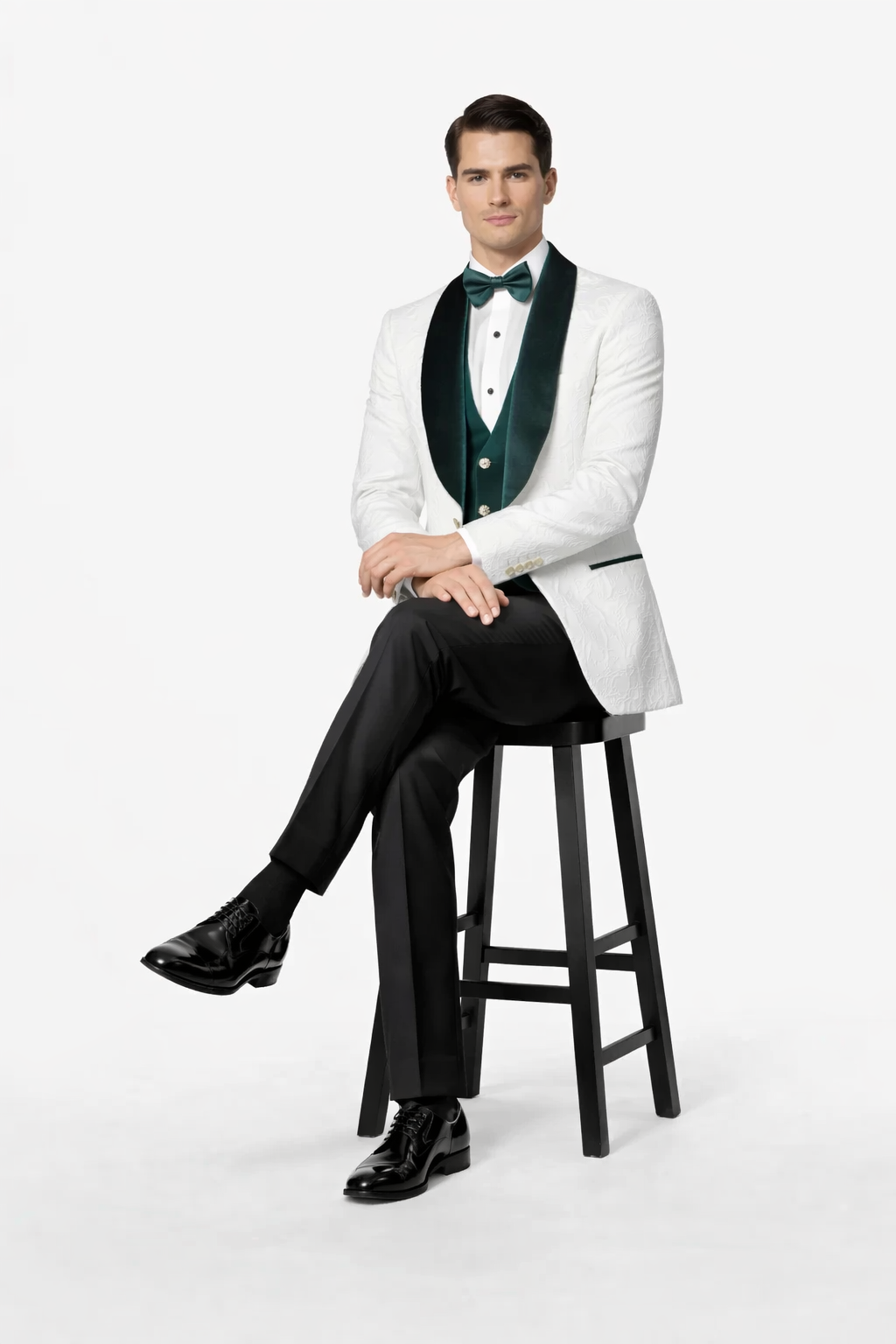 Mens Green and White Suits Tuxedos