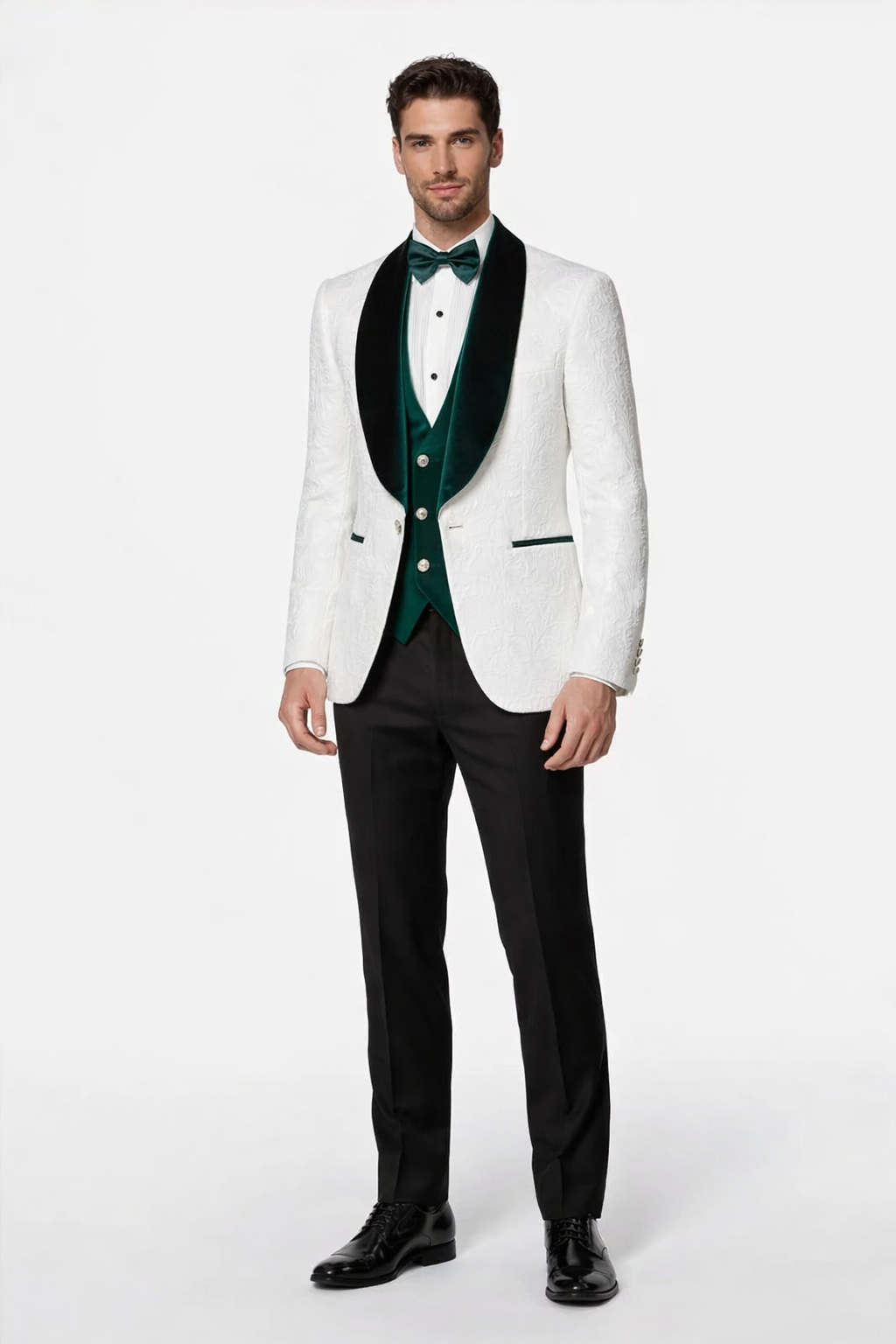 Mens Green and White Suits Tuxedos