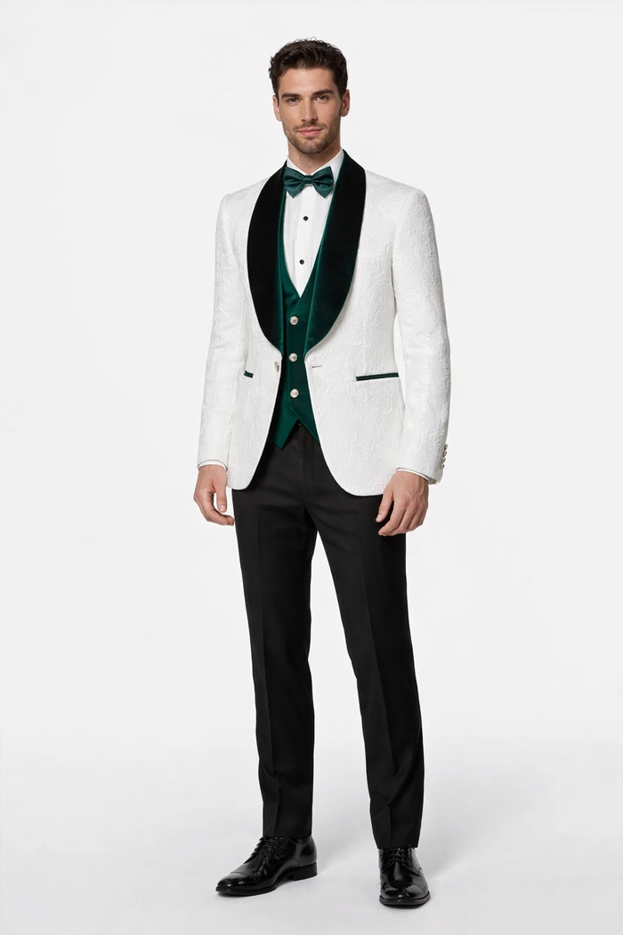 Mens Green and White Suits Tuxedos