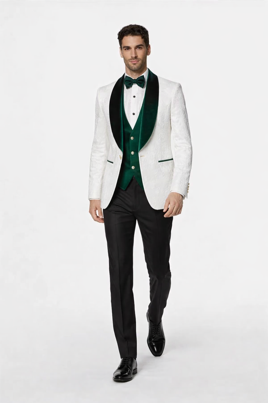 Mens Green and White Suits Tuxedos