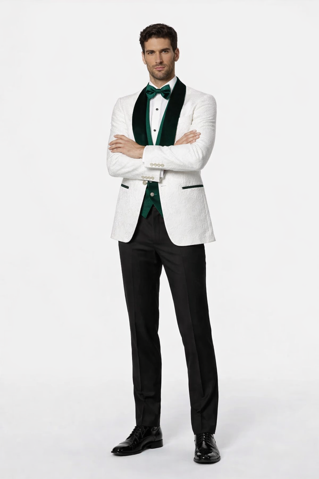 Mens Green and White Suits Tuxedos