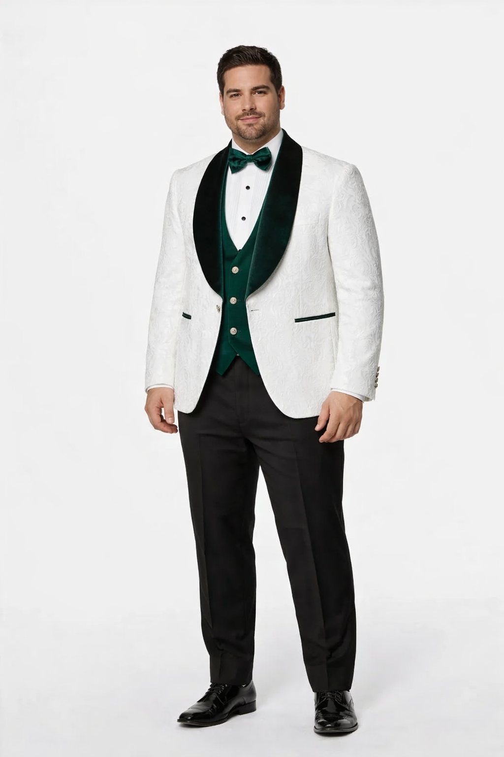 Mens Green and White Suits Tuxedos