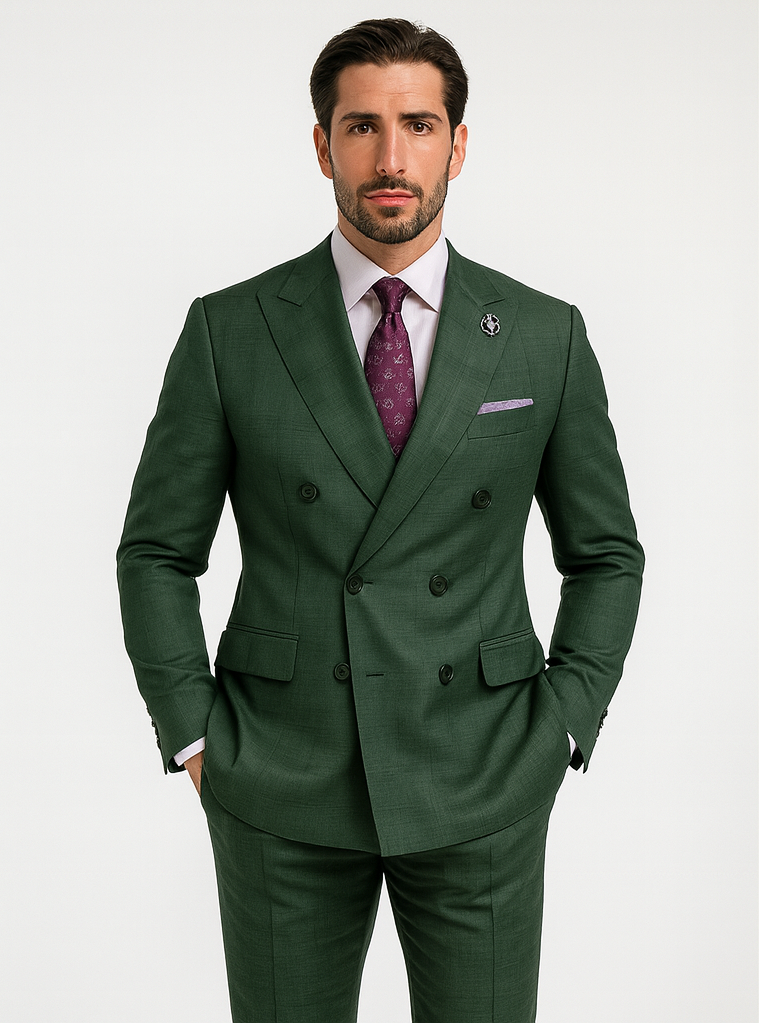 Classic Men’s Green Suit – Luxury Double-Breasted Outfit