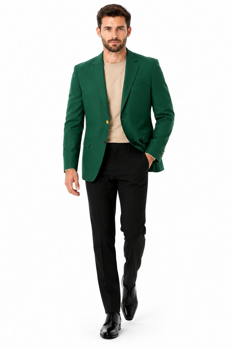 Augusta Green Blazer Men's Classic Brass buttons Blazer Sport Jacket