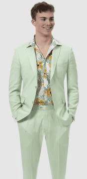 Mens Green Linen Suit - AlbertoNardoniStore