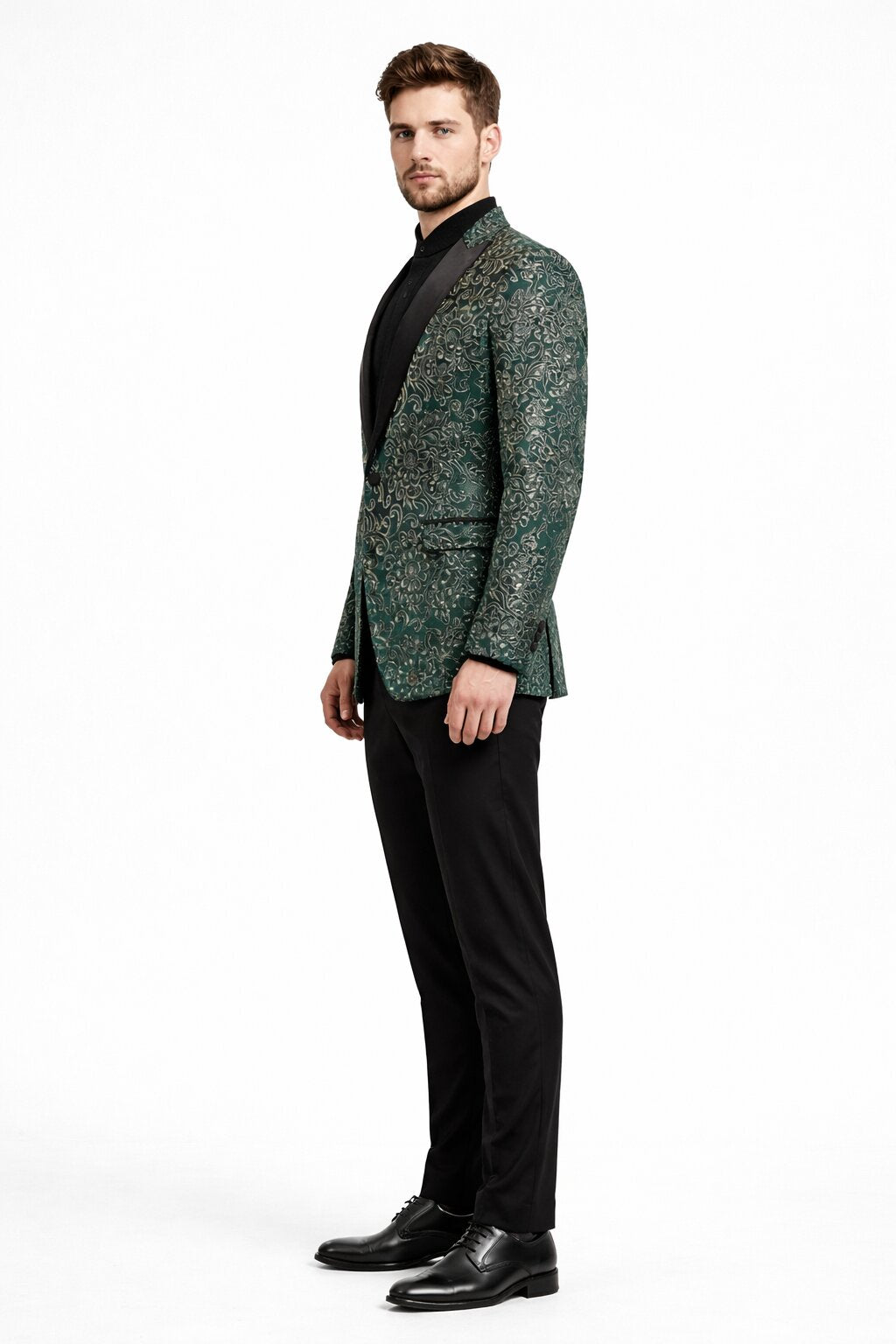 Mens Green Color Paisley Pattern Blazer