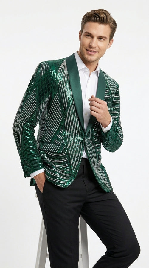 Mens Green Sequin Christmas Holiday Blazer – Luxury Party Jacket for New  Year, Wedding and Festive Events New Year Jacket