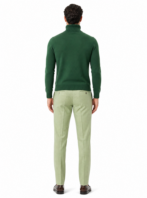 Mens Green Slim Fit Turtleneck Sweater â€“ Lightweight Knit Pullover in Emerald Green