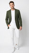 Men’s Green Windowpane Blazer – Two-Button Plaid Sport Coat for Weddings, Business and Modern Fit