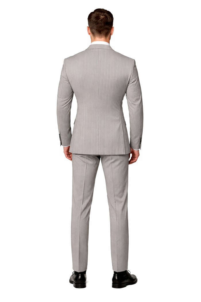 Mens Grey and Black Pinstripe Double-Breasted Suit 1920s Gangster Vintage Looking suit By Rossiman