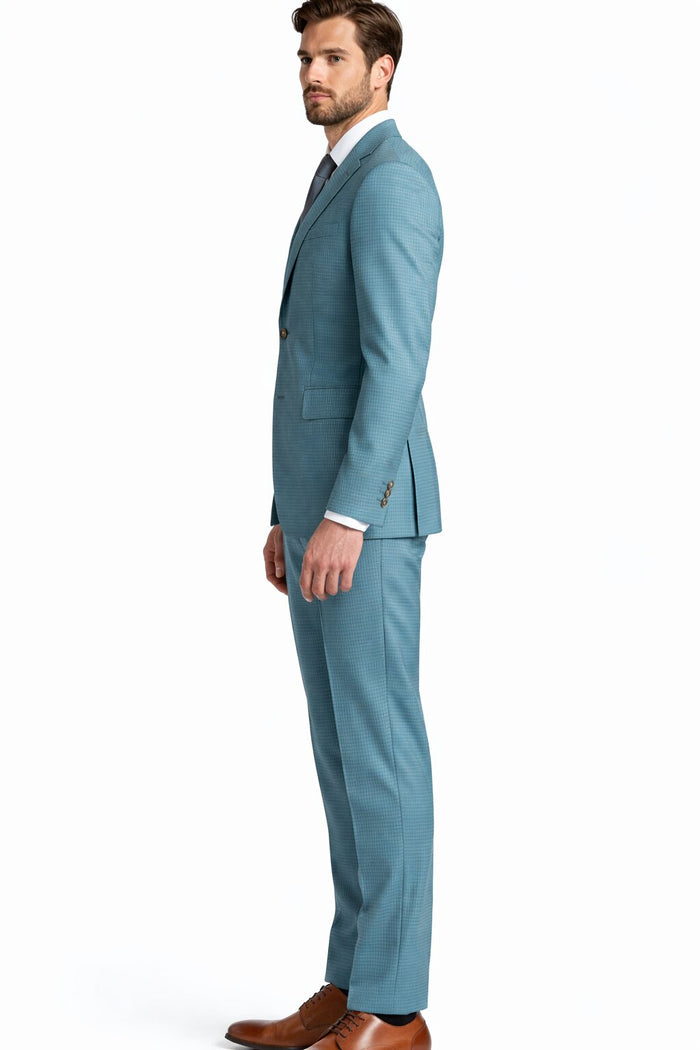 Grid Trim Fit Wool Blend Two-Piece Suit