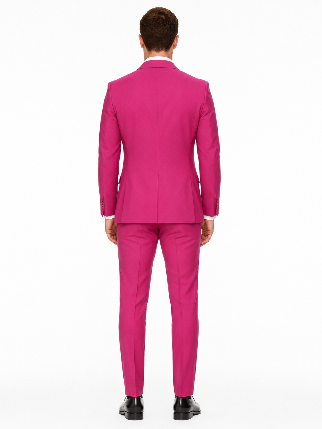 Mens Hot Pink Tuxedo Dinner Jacket + Pants with Shawl Lapel - Slim Fit 2-Piece Suit for Weddings, Proms Suit in Fuchsia Colors