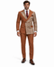 Mens Houndstooth Glen Plaid Double Breasted Two-Toned 100% Wool Side Vented Modern Fit Suit in Black & Brown by Statement