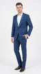 Mens Indigo Cobalt Blue Light Royal Blue Tuxedo Suit – Satin Shawl Lapel Wedding, Prom and Formal 2-Piece Suit