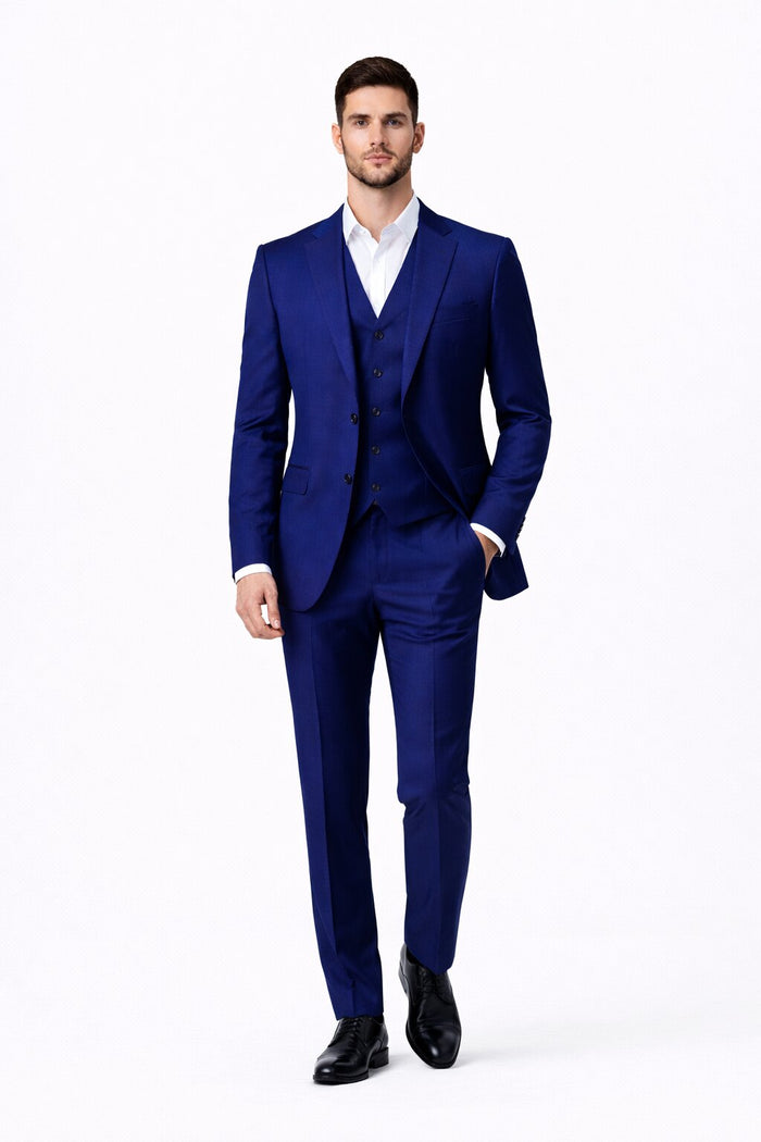 Porto Slim Fit, Pure Wool Suit & Vest by Tiglio Luxe TIG1036