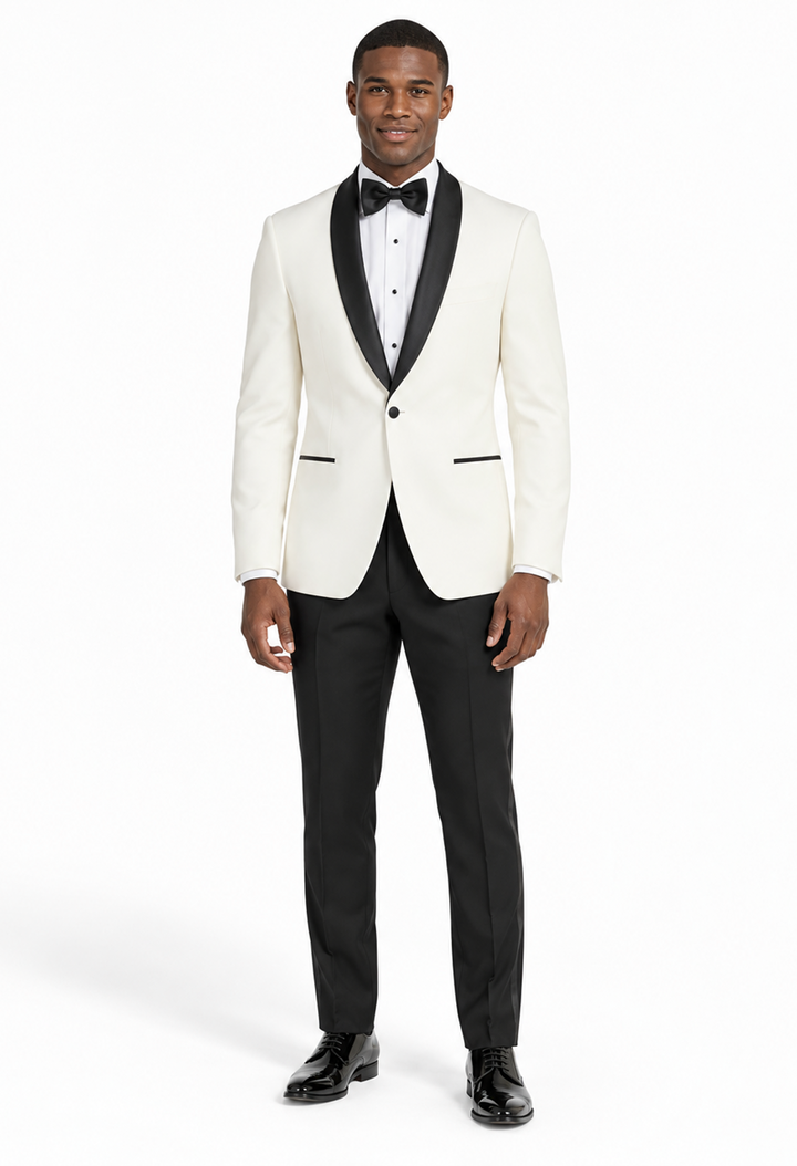 Mens Ivory & Black Dinner Jacket - Mens Evening jackets  - Tuxedo Dinner Jacket