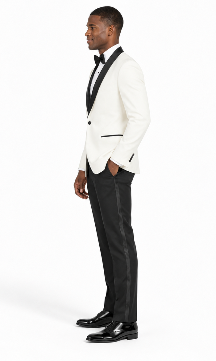 Mens Ivory & Black Dinner Jacket - Mens Evening jackets  - Tuxedo Dinner Jacket