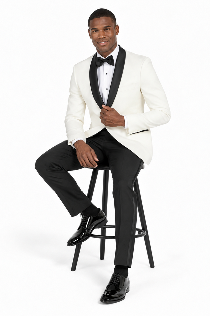 Mens Ivory & Black Dinner Jacket - Mens Evening jackets  - Tuxedo Dinner Jacket