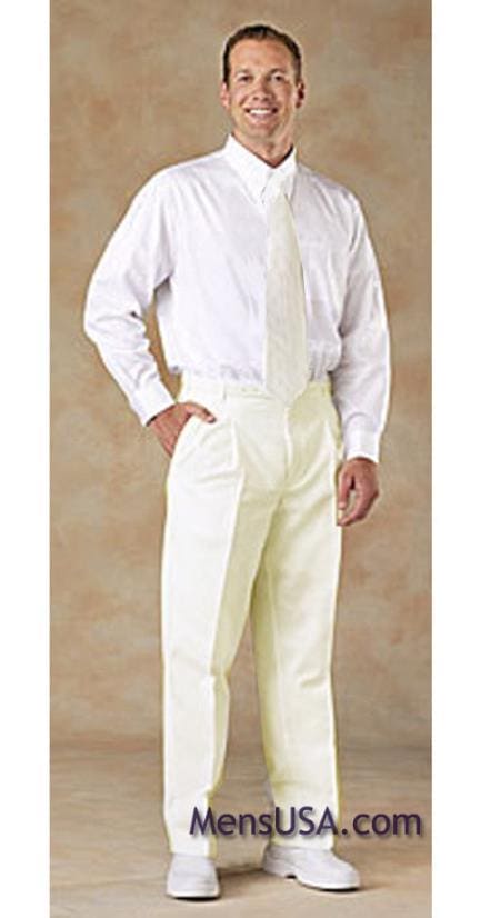 Mens Ivory Dress Pants - Cream Pants - Off White Slacks - AlbertoNardoniStore