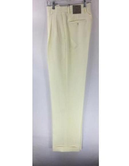 Mens Ivory Dress Pants - Cream Pants - Off White Slacks - AlbertoNardoniStore