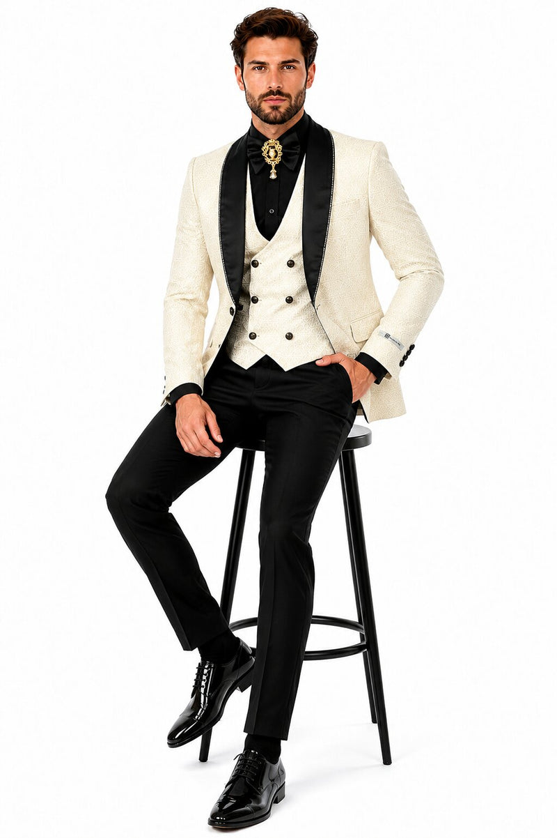 Ivory Tuxedo - Cream Wedding Suit  - Off White Groom Suit
