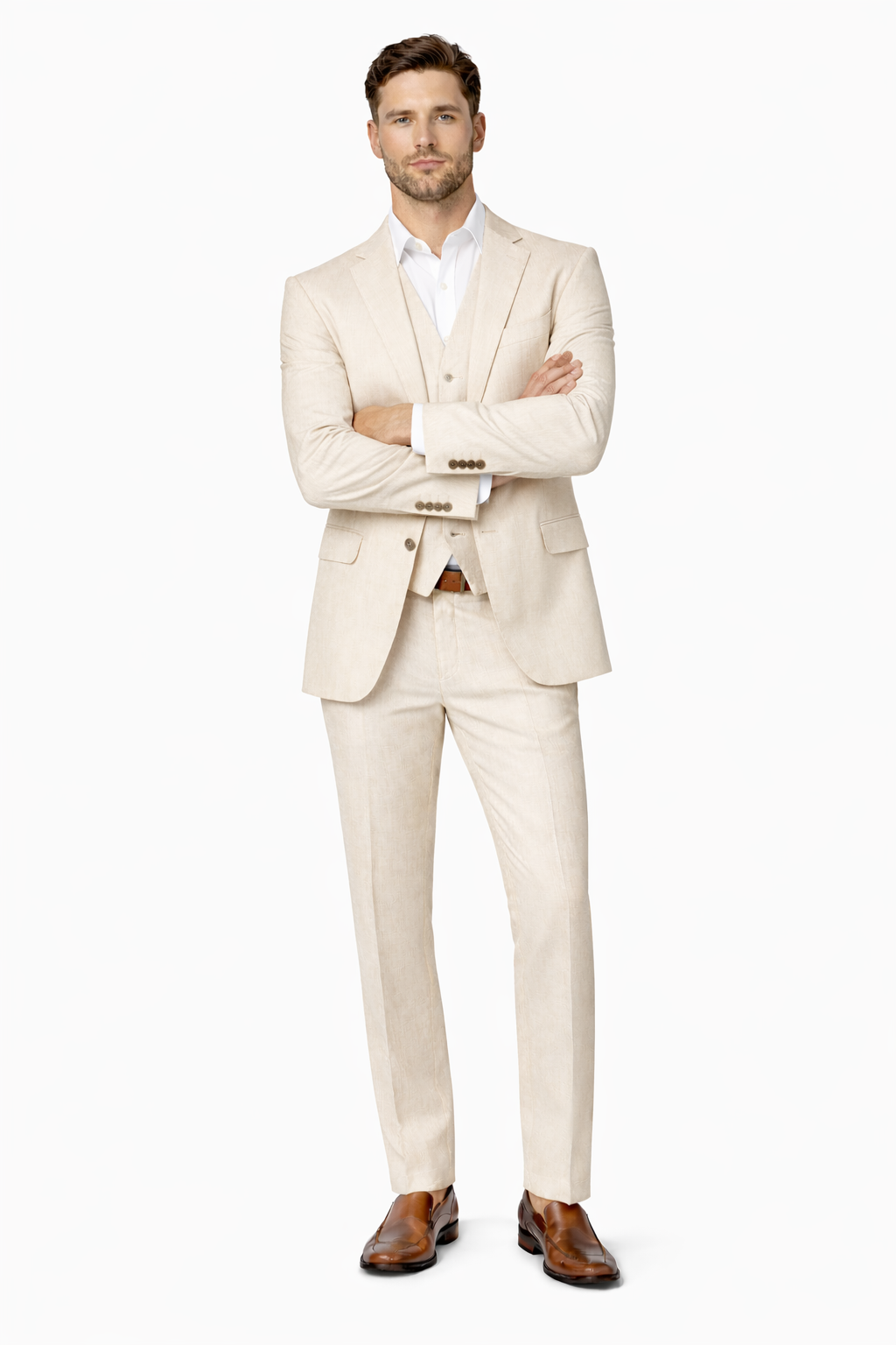 Mens Ivory Linen suit