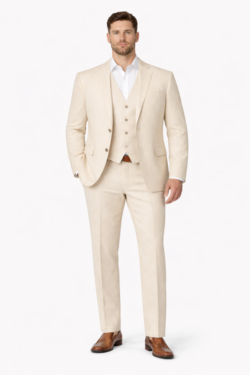 Mens Ivory Linen suit