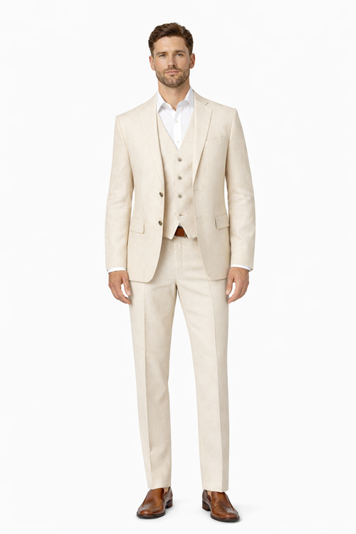 Mens Ivory Linen suit