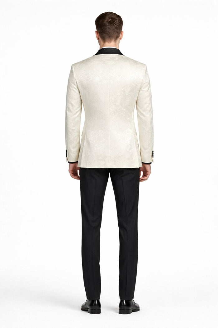 Mens Blazer - Paisley Sport Coat - Ivory Prom 2026 Tuxedo Dinner Jacket Blazer
