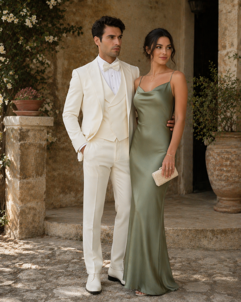 Cream Suit - Ivory Tuxedo - Off White Paisley Suit - Floral Tuxedo - Wedding Tuxedo