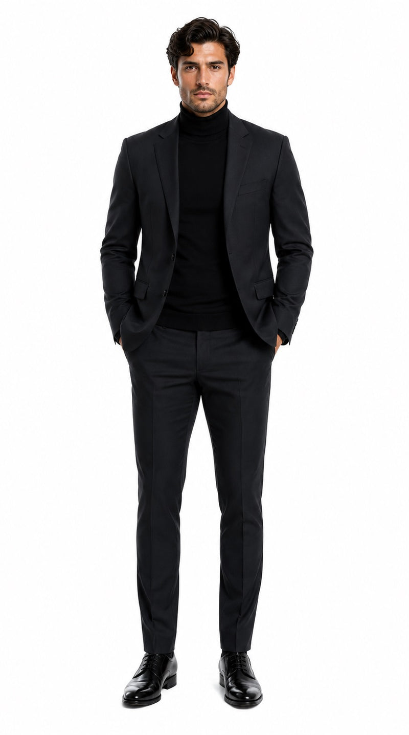 Men's John Wick Charcoal Or Black Suit Costume With Matching Turtle Neck Sweater (All Brand New)