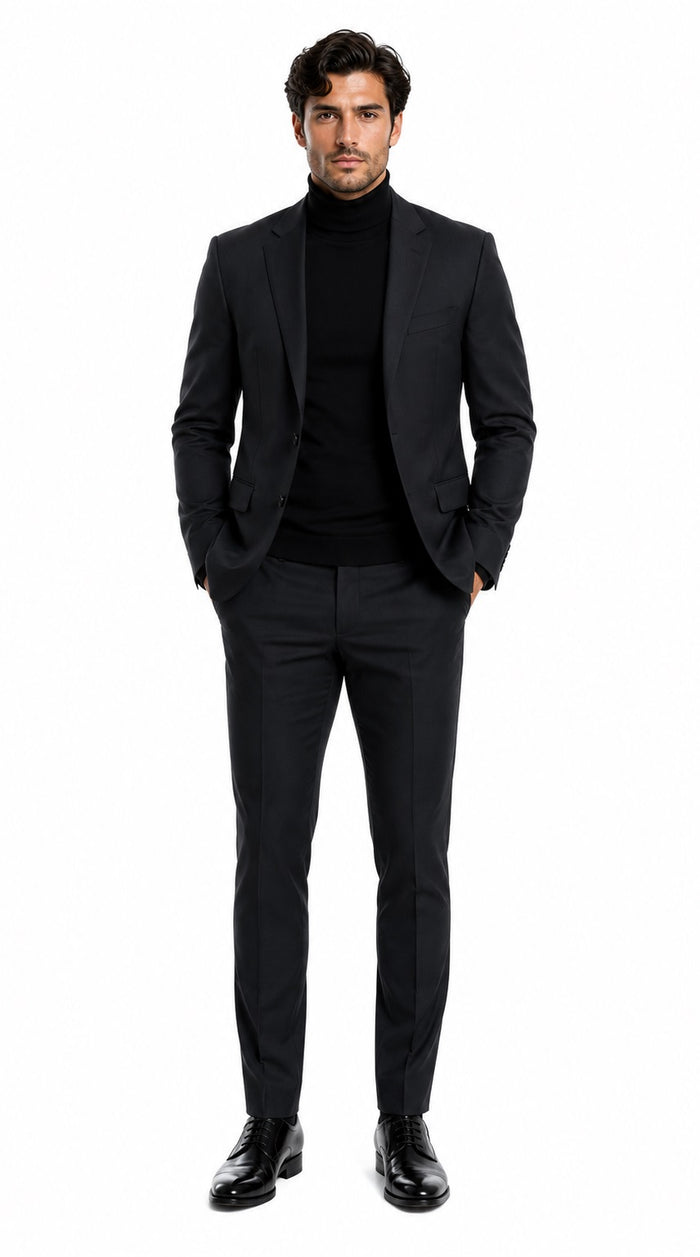 Men's John Wick Charcoal Or Black Suit Costume With Matching Turtle Neck Sweater (All Brand New)