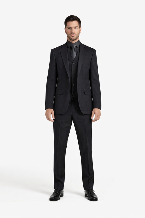 Mens John Wick Vested Black Suit
