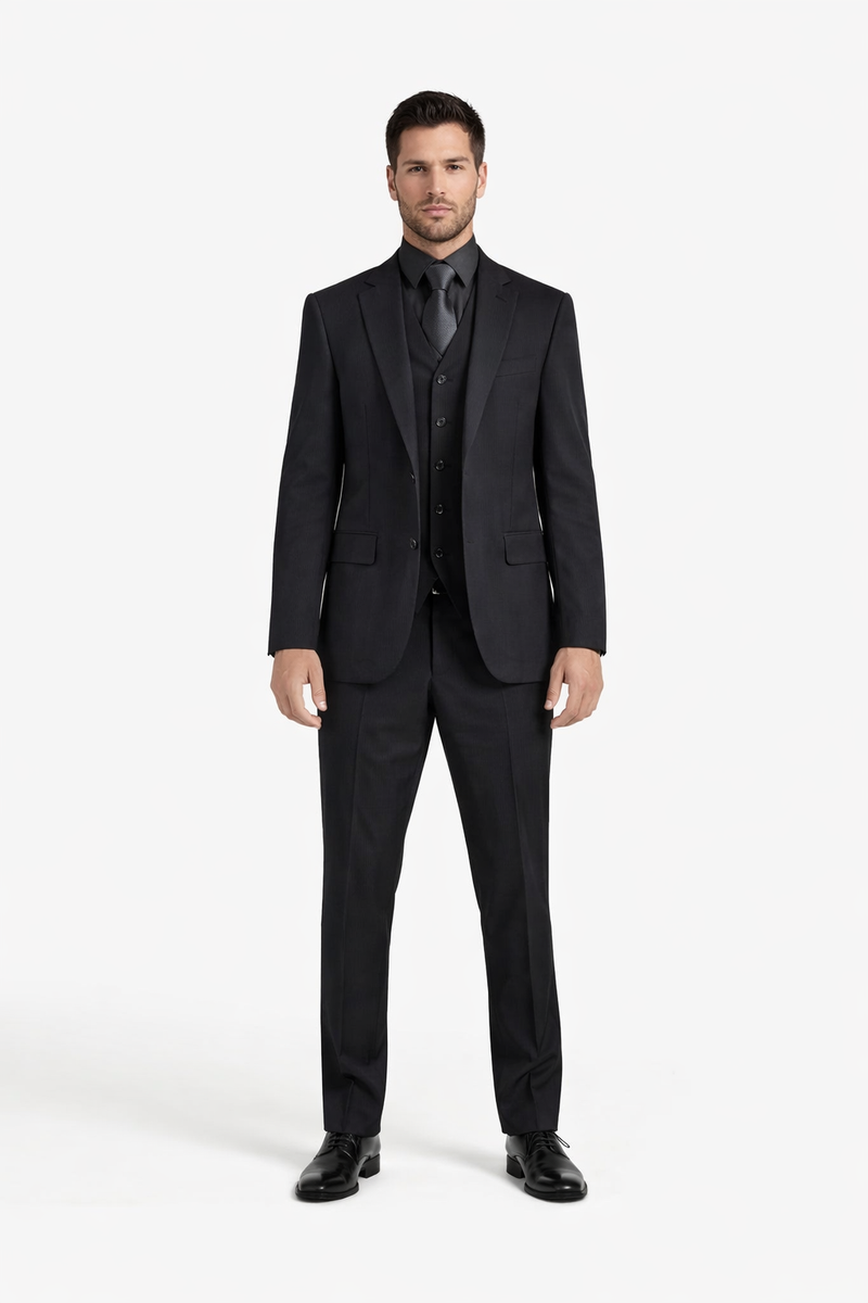 Mens John Wick Vested Black Suit